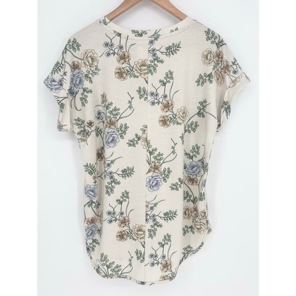 Cupio Cream Vintage Style Floral Rounded Hem Shirt Size L - Picture 3 of 5